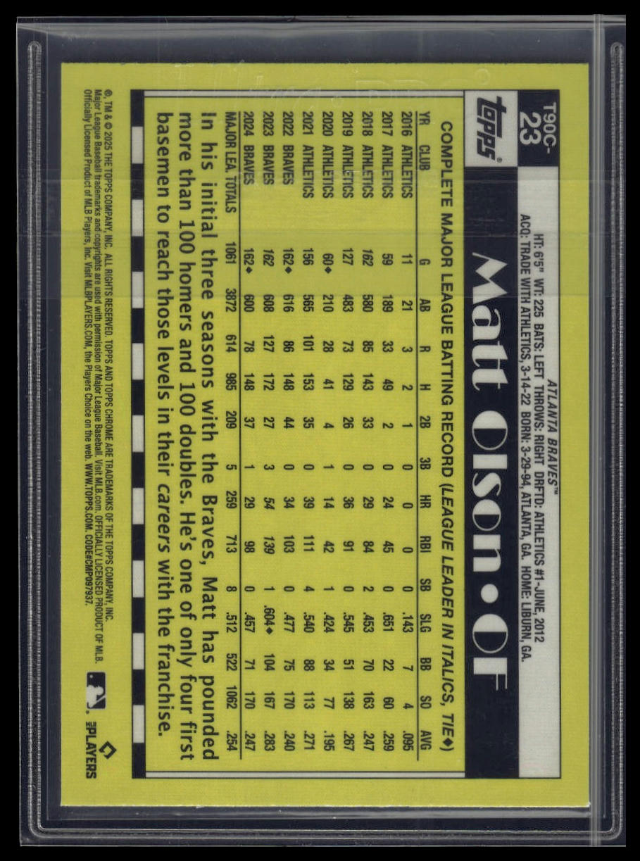 2025 Topps Series 1 Matt Olson 1990 Topps Baseball 35th Anniversary Chrome