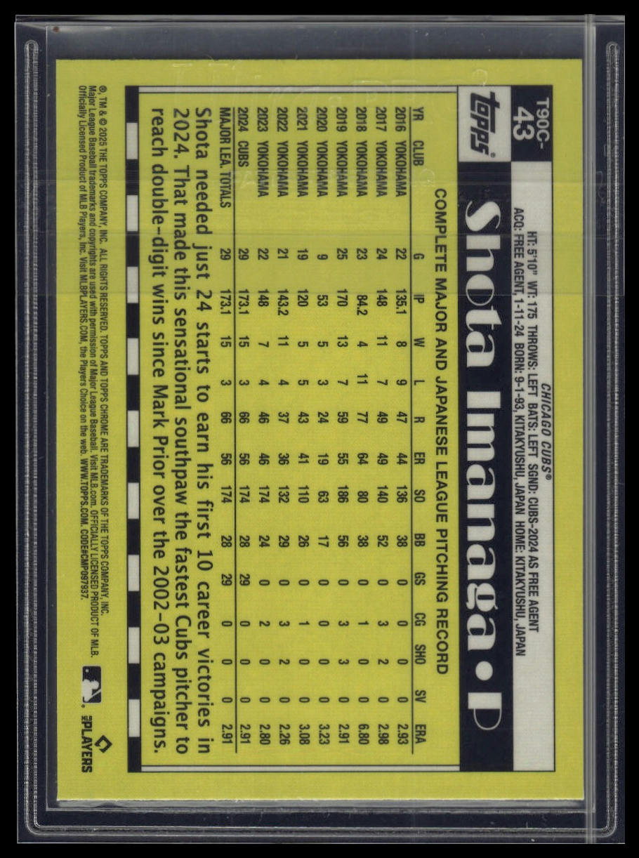 2025 Topps Shota Imanaga 1990 Topps Baseball 35th Anniversary Chrome