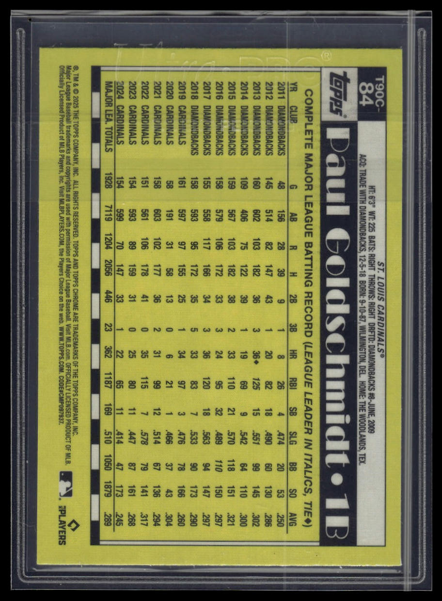 2025 Topps Series 1 Paul Goldschmidt 1990 Topps Baseball 35th Anniversary Chrome