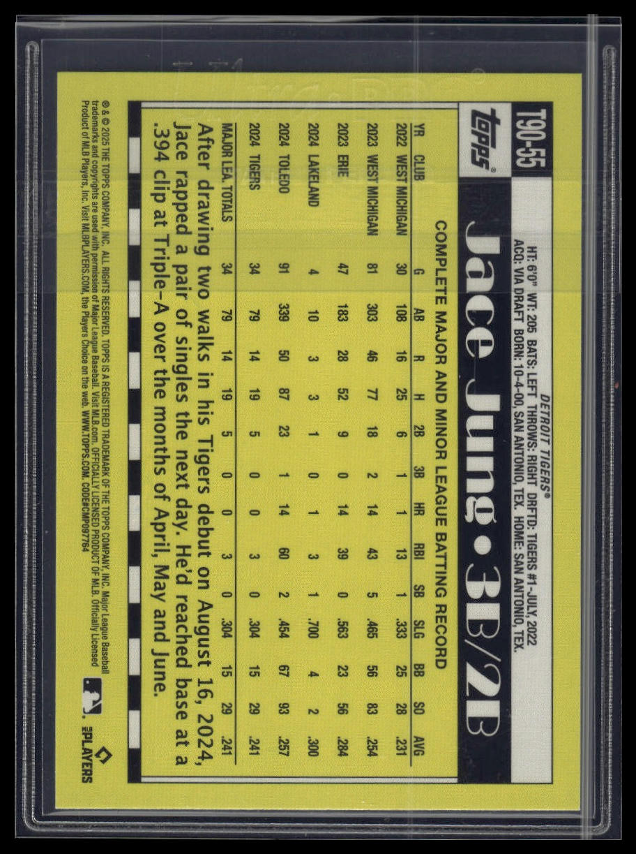 2025 Topps Series 1 Jace Jung 1990 Topps Baseball 35th Anniversary