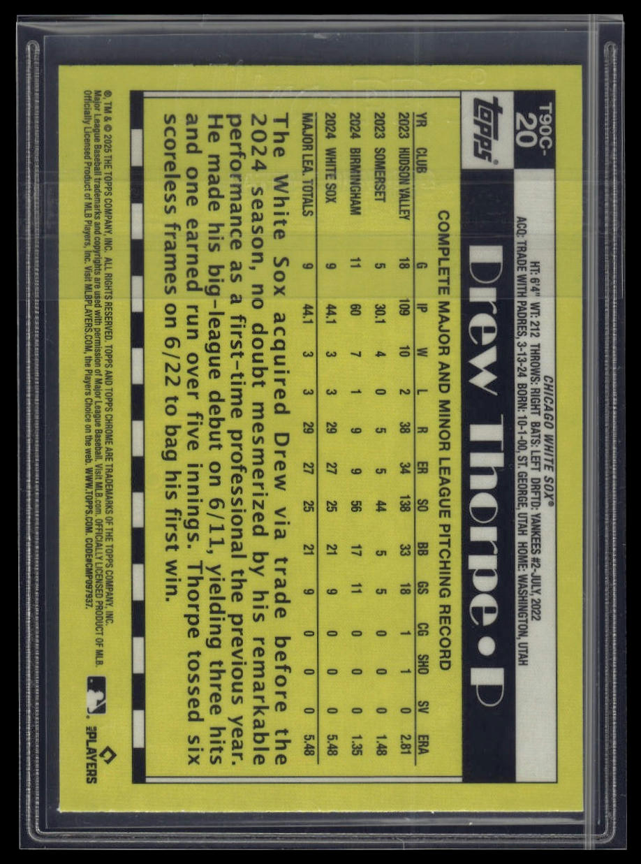 2025 Topps Drew Thorpe 1990 Topps Baseball 35th Anniversary Chrome
