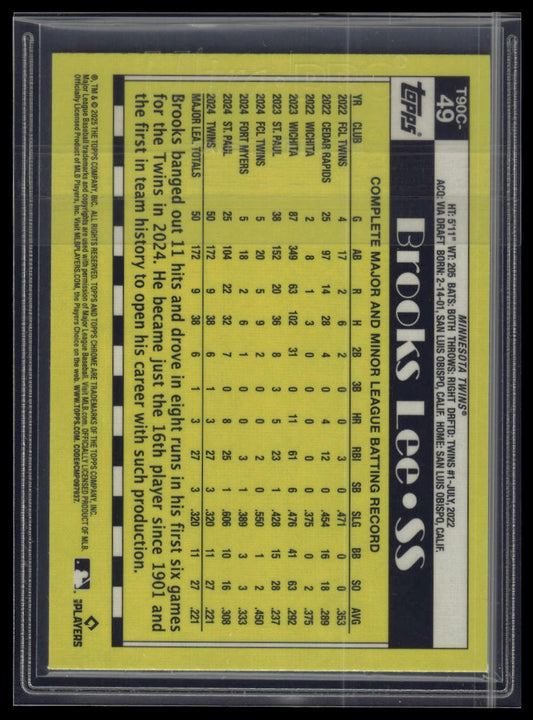 2025 Topps Brooks Lee 1990 Topps Baseball 35th Anniversary Chrome