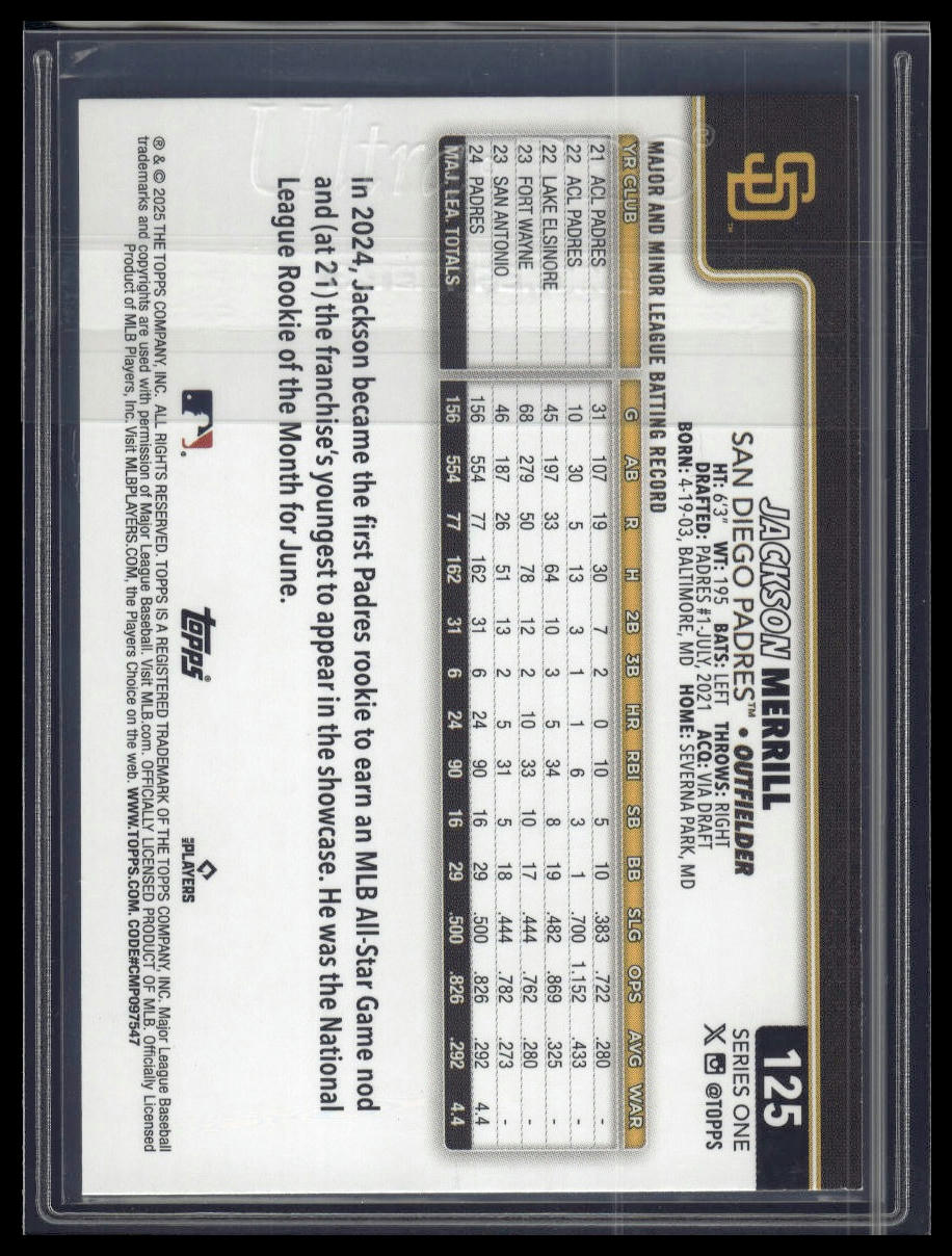 2025 Topps #125 Jackson Merrill Sandglitter