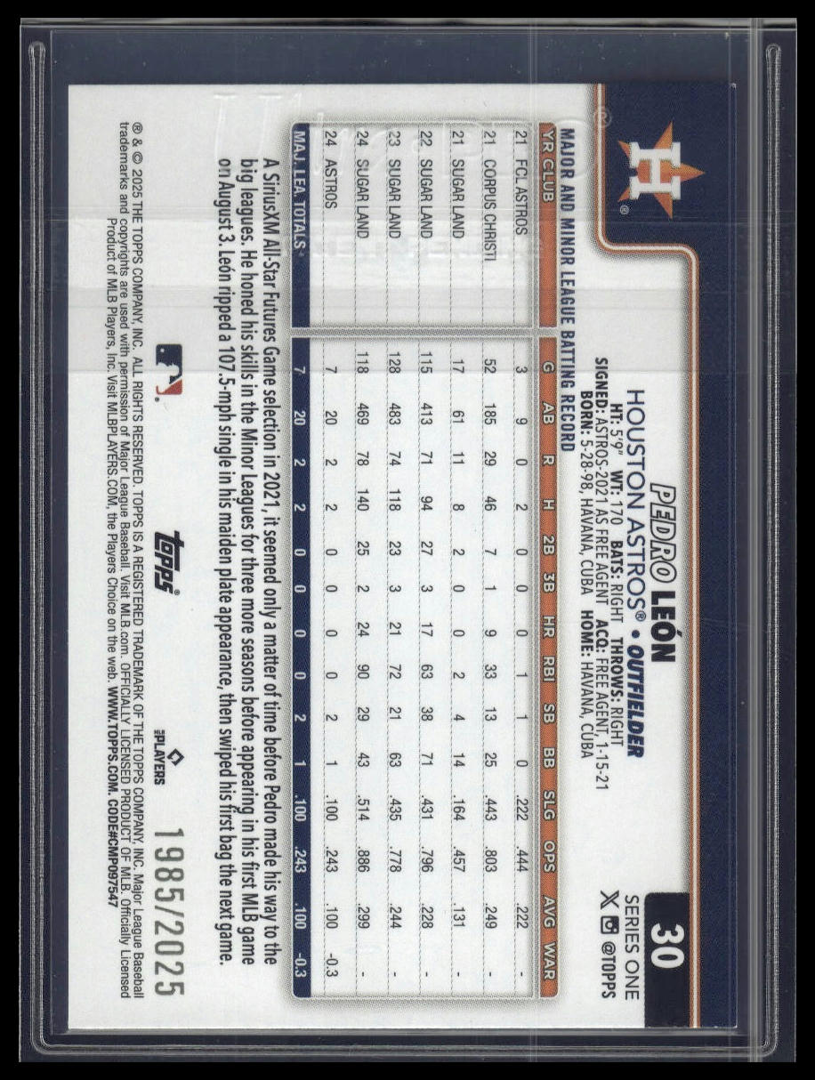 2025 Topps Series 1 #30 Pedro León Gold #/2025