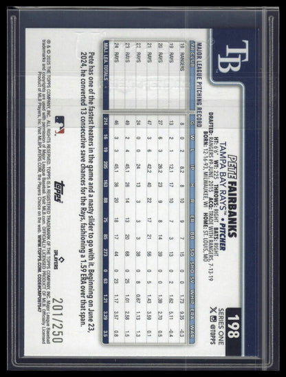 2025 Topps #198 Pete Fairbanks Purple Rainbow Foil #/250