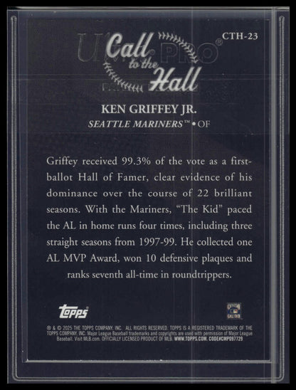 2025 Topps Series 1 #CTH-23 Ken Griffey Jr. Call to the Hall Pink Foil