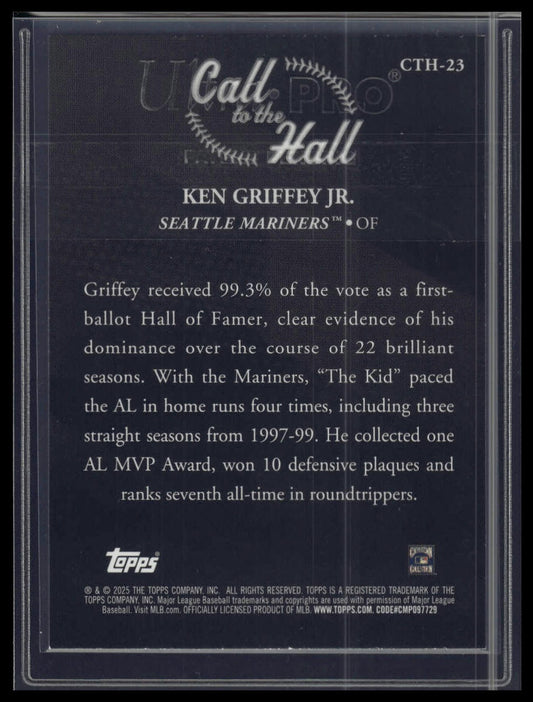 2025 Topps Series 1 #CTH-23 Ken Griffey Jr. Call to the Hall Pink Foil
