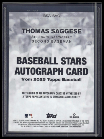2025 Topps #BSA-SAG Thomas Saggese Baseball Stars Autographs (Series One)