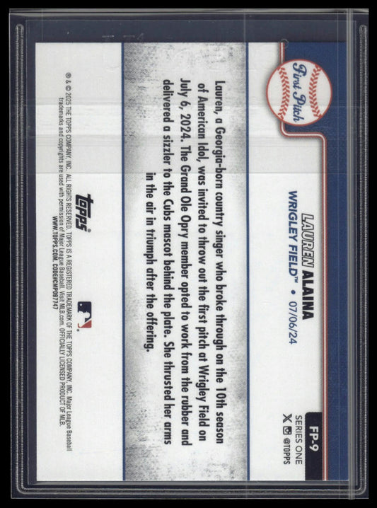 2025 Topps #FP-9 Lauren Alaina First Pitch (Series One)