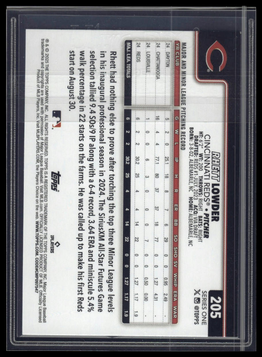 2025 Topps Series 1 #205 Rhett Lowder