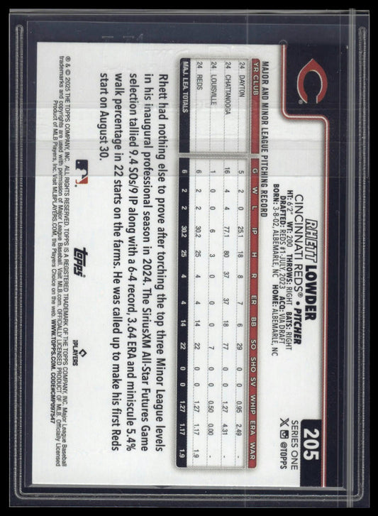 2025 Topps Series 1 #205 Rhett Lowder