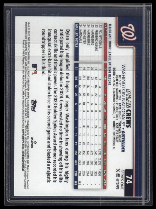 2025 Topps #74 Dylan Crews