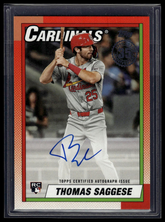 2025 Topps Series 1 Thomas Saggese 1990 Topps Baseball 35th Anniversary Auto