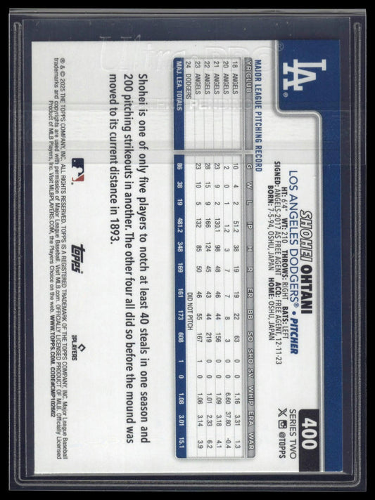 2025 Topps #400 Shohei Ohtani Topps Foil Pattern