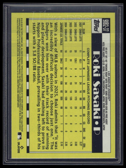 2025 Topps Series 1 Roki Sasaki 1990 Topps Baseball 35th Anniversary
