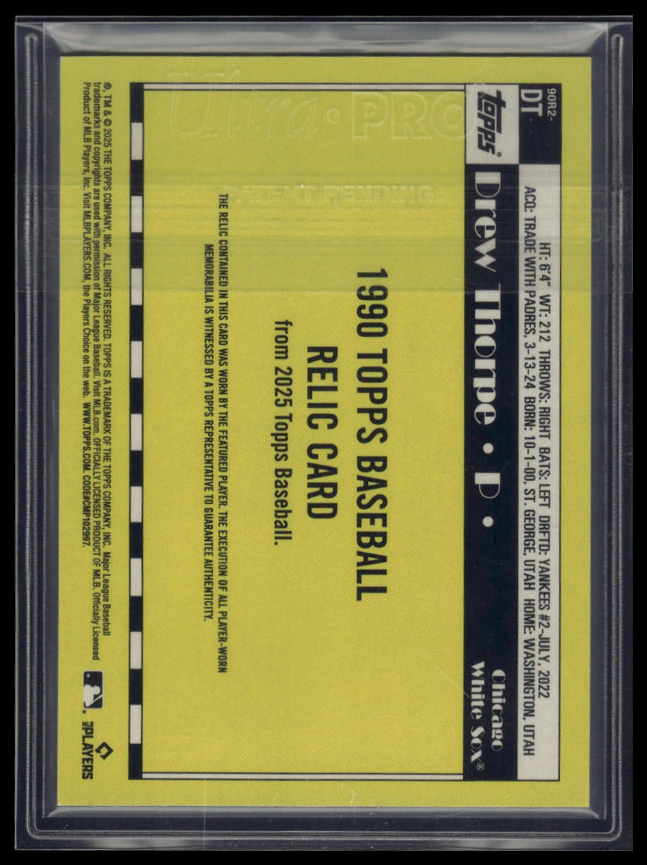 2025 Topps Drew Thorpe 1990 Topps Baseball 35th Anniversary Relics
