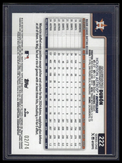 2025 Topps #222 Mauricio Dubón Black #/74