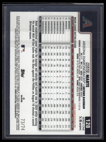 2025 Topps #128 Ketel Marte Black /74