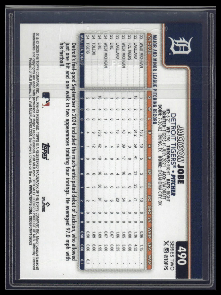 2025 Topps #490 Jackson Jobe Sandglitter