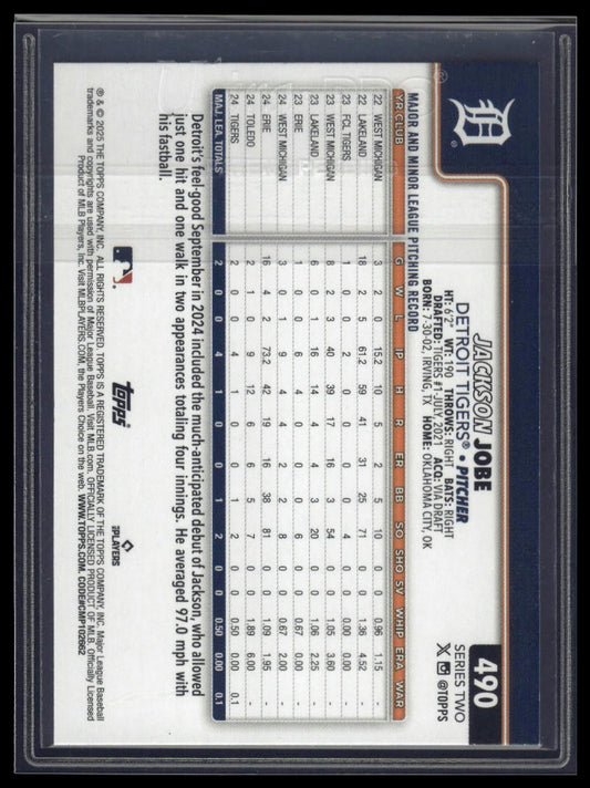 2025 Topps #490 Jackson Jobe Sandglitter