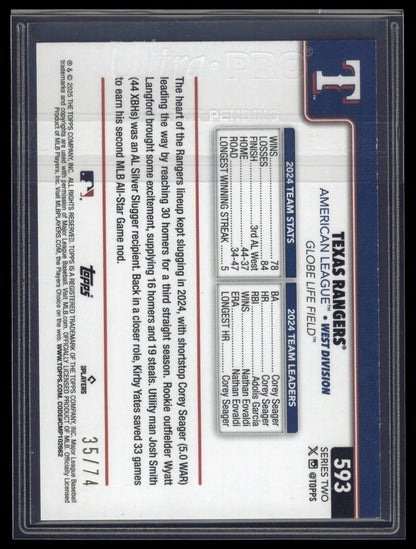 2025 Topps Series 1 #593 Texas Rangers Back /74