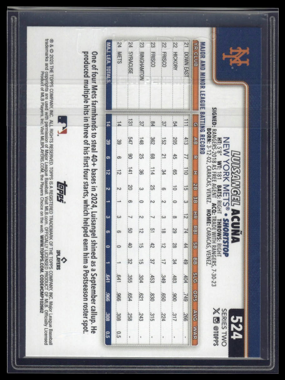2025 Topps #524 Luisangel Acuña