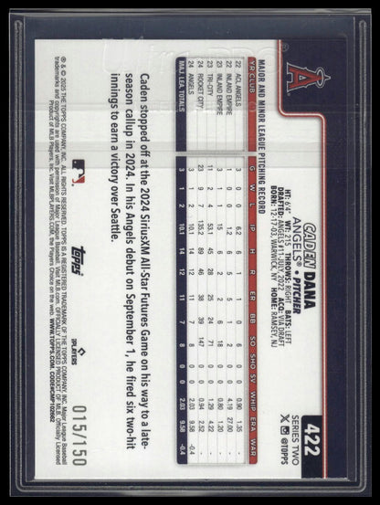 2025 Topps #422 Caden Dana Blue Rainbow Foil #/150