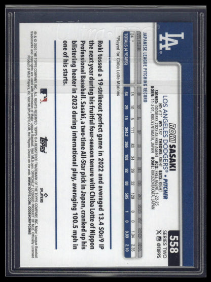 2025 Topps #558 Roki Sasaki