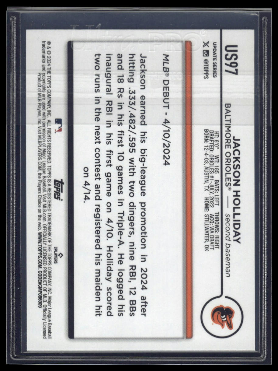 2024 Topps Update #US97 Jackson Holliday Aqua
