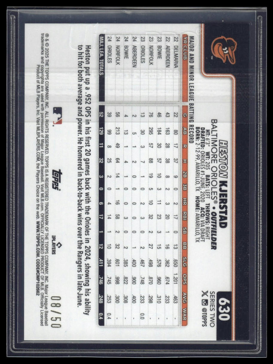 2025 Topps #630 Heston Kjerstad Gold Holo Foil #/50