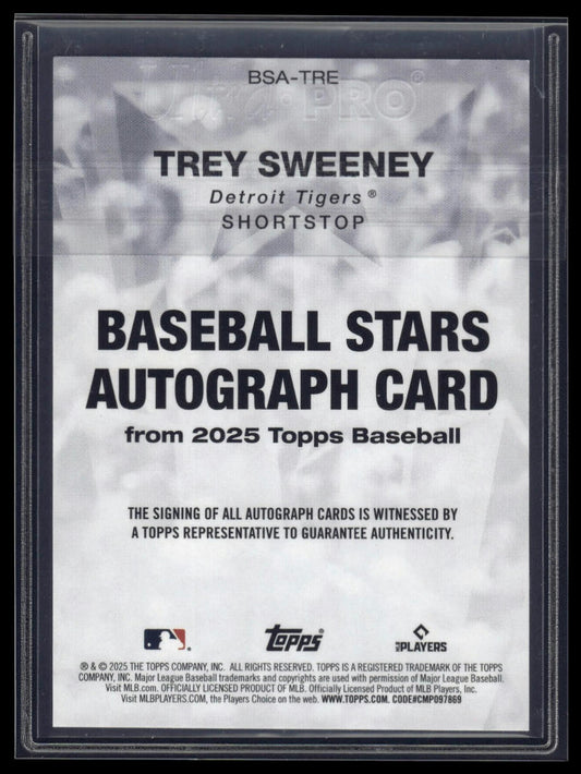 2025 Topps #BSA-TRE Trey Sweeney Baseball Stars Autographs (Series One)