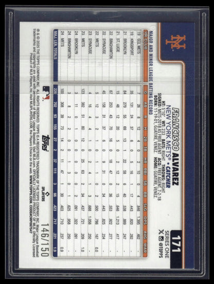 2025 Topps #171 Francisco Alvarez Blue Holo Foil #/150
