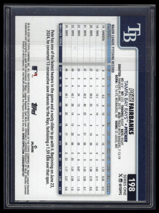 2025 Topps #198 Pete Fairbanks Team Color Border