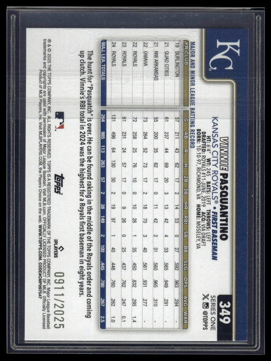 2025 Topps #349 Vinnie Pasquantino Gold #/2025