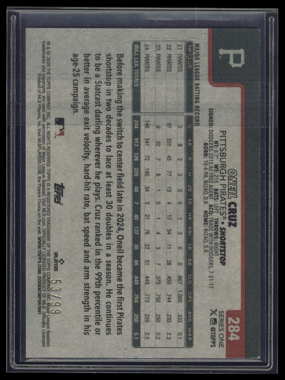2025 Topps Series 1 #284 Oneil Cruz Vintage Stock #/99