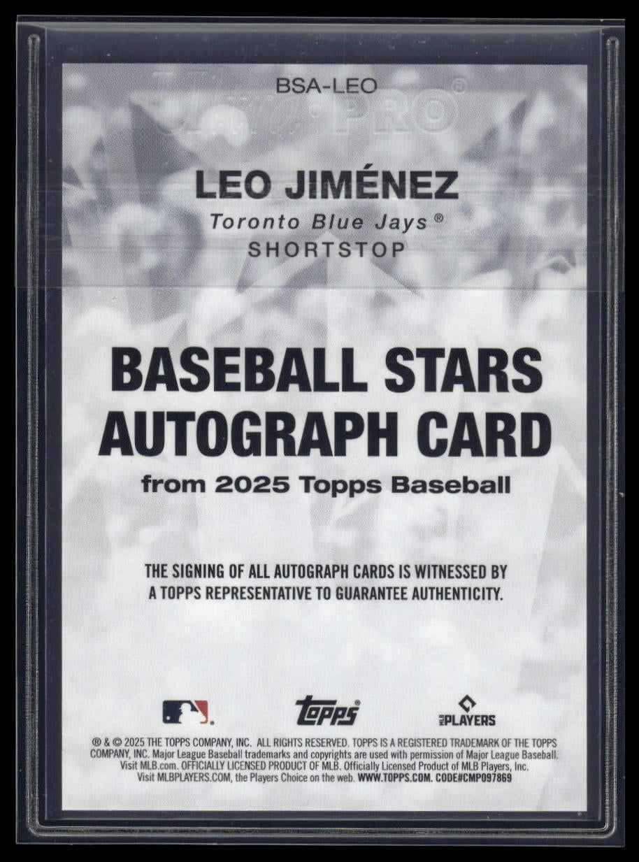 2025 Topps Series 1 #BSA-LEO Leo Jimenez Baseball Stars Autographs (Series One)