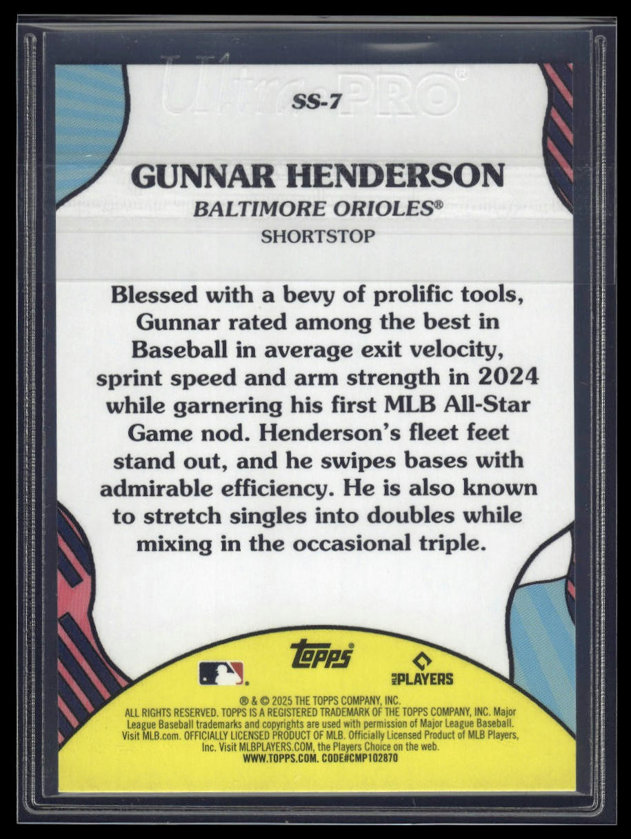 2025 Topps Series 1 #SS-7 Gunnar Henderson Summer Superstars