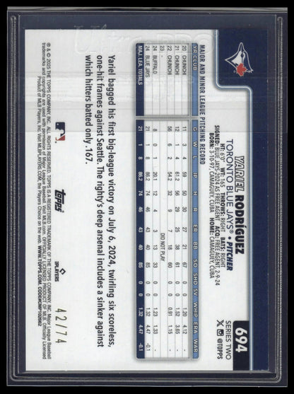 2025 Topps #694 Yariel Rodríguez Black /74