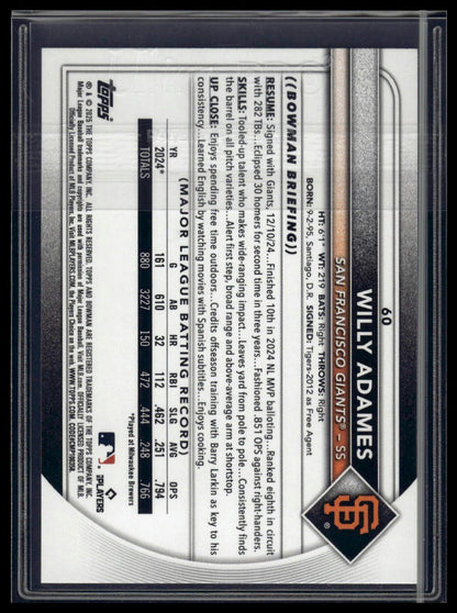 2025 Bowman #60 Willy Adames Sky Blue #/499