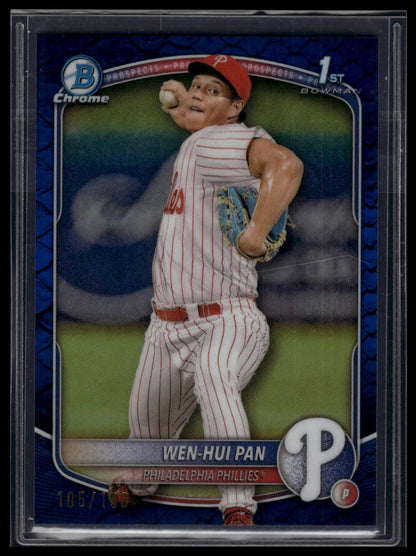 2025 Bowman #BCP-6 Wen-Hui Pan Chrome Prospects Reptilian Blue Refractor #/150