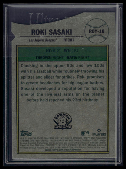 2025 Bowman #ROY-10 Roki Sasaki Rookie of the Year Favorites Mojo Refractor