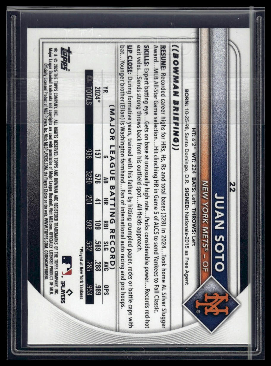 2025 Bowman #22 Juan Soto Sky Blue #/499