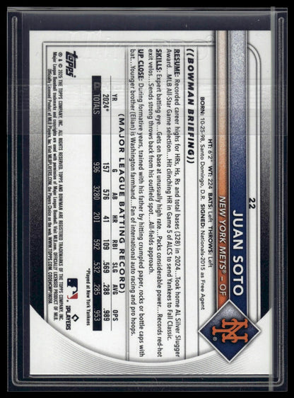 2025 Bowman #22 Juan Soto Sky Blue #/499