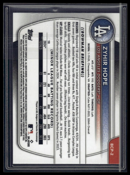 2025 Bowman #BCP-2 Zyhir Hope Chrome Prospects Reptilian Refractor