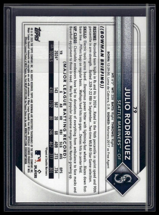 2025 Bowman #79 Julio Rodríguez Neon Green #/399