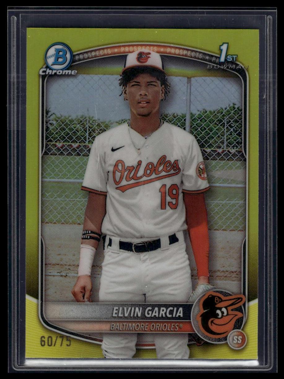 2025 Bowman #BCP-124 Elvin Garcia Chrome Prospects Yellow Refractor #/75