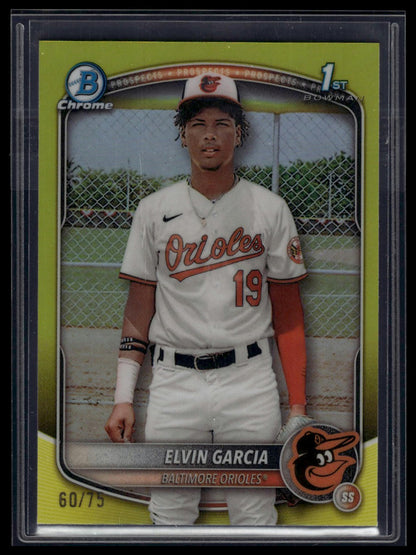 2025 Bowman #BCP-124 Elvin Garcia Chrome Prospects Yellow Refractor #/75