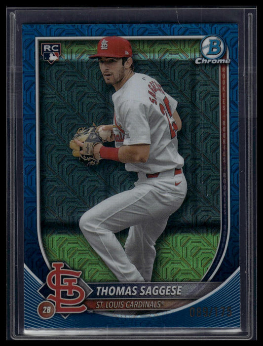 2025 Bowman #57 Thomas Saggese Chrome Mojo Navy Refractor #/175