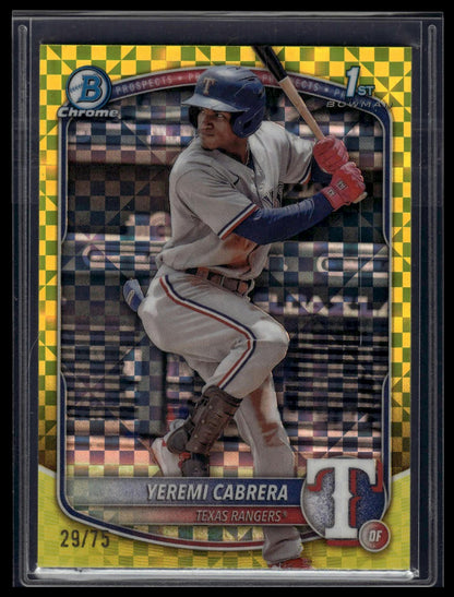 2025 Bowman #BCP-146 Yeremi Cabrera Chrome Prospects Yellow X-Fractor