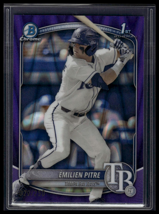 2025 Bowman #BCP-83 Émilien Pitre Chrome Prospects Purple Raywave Refract #/250